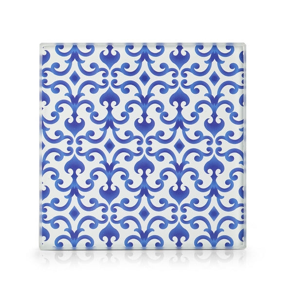 Set coastere din sticla, Morocco Square Albastru, 4 piese, L10xl10 cm (2)