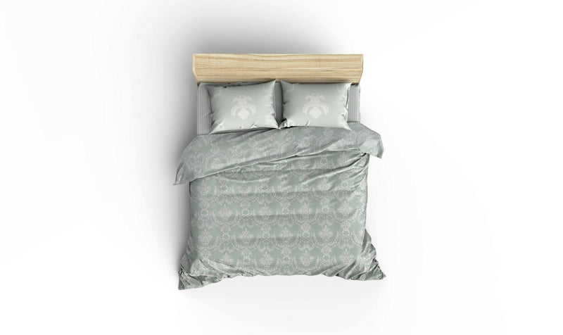 Set cuvertura de pat din bumbac, Pure Verde / Alb, 4 piese, 200 x 235 cm (1)