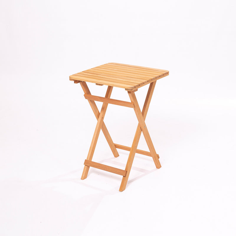 Set masa + 2 scaune pliabile pentru gradina / terasa, din lemn de fag, MY002 Natural, L60xl60xH72 cm (1)