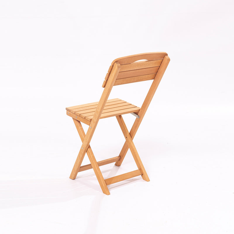 Set masa + 2 scaune pliabile pentru gradina / terasa, din lemn de fag, MY002 Natural, L60xl60xH72 cm (2)