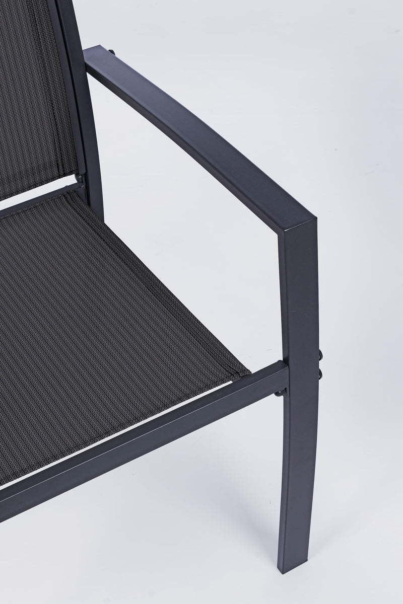 Set masa de cafea + 2 scaune pentru gradina / terasa, din sticla, material textil si metal, Auri Antracit, L45xl45xH38 cm (3)