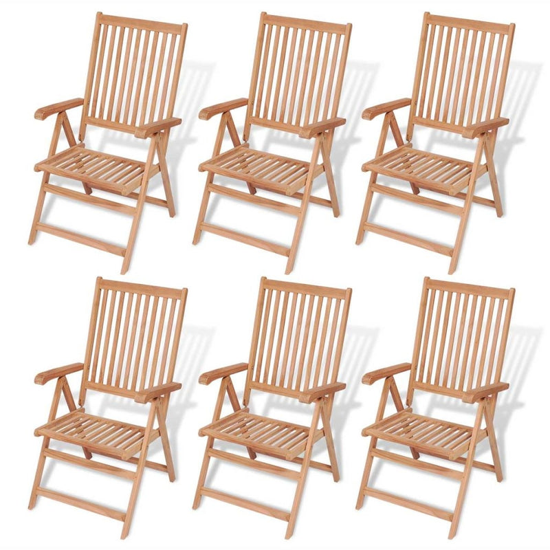Set masa de gradina / terasa din lemn de tec + 6 scaune pliabile de gradina, Alma Natural, L180xl90xH75 cm (10)