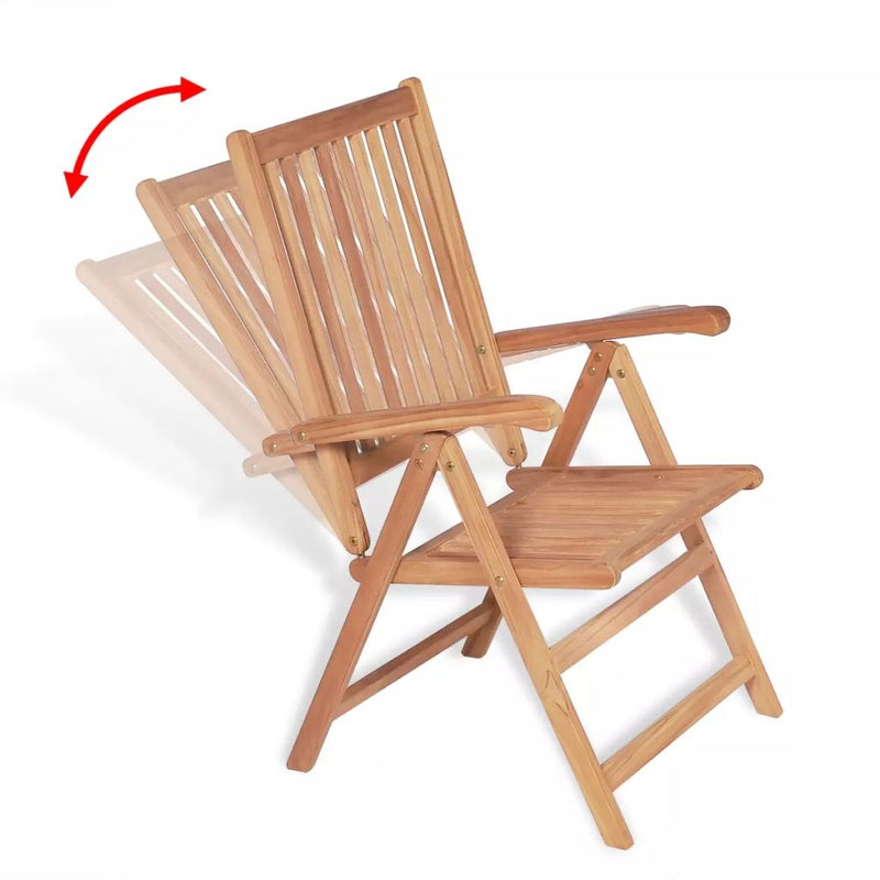 Set masa de gradina / terasa din lemn de tec + 6 scaune pliabile de gradina, Alma Natural, L180xl90xH75 cm (9)