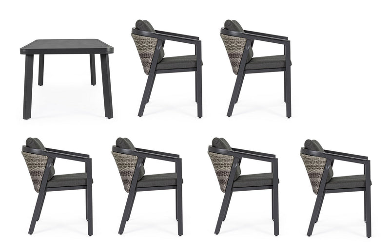 Set masa de gradina / terasa din metal + 6 scaune de gradina din fibre sintetice si metal, Cordova Antracit, L217xl99xH76 cm (7)