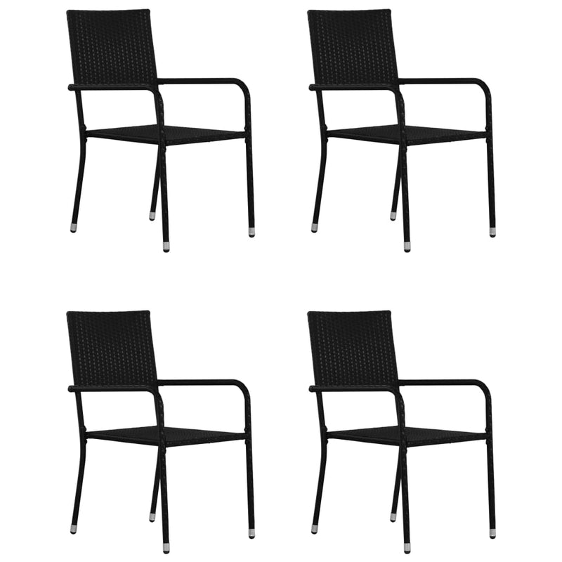 Set masa de gradina / terasa din sticla, ratan sintetic si metal + 4 scaune de gradina, Ellis Negru, L80xl80xH74 cm (6)