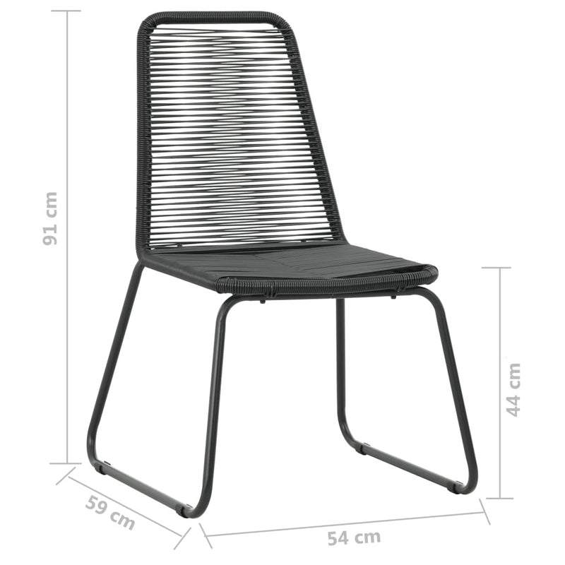 Set masa de gradina / terasa din sticla si otel, Milan Negru + 2 scaune de gradina din ratan PVC si otel, Rin Negru, L80xl80xH74 cm (7)