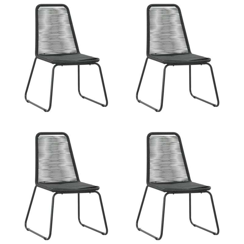 Set masa de gradina / terasa din sticla si otel, Milan Negru + 4 scaune de gradina din ratan PVC si otel, Rin Negru, L80xl80xH74 cm (4)