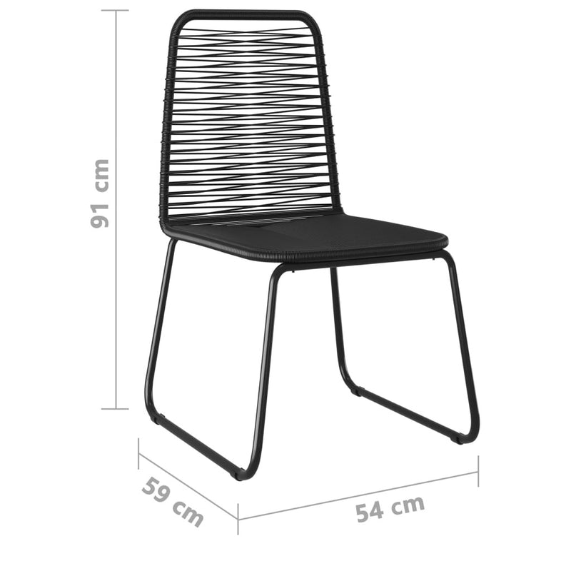 Set masa de gradina / terasa din sticla si otel, Sena Negru + 2 scaune de gradina din ratan PVC si otel, Rin Negru, L80xl80xH74 cm (9)