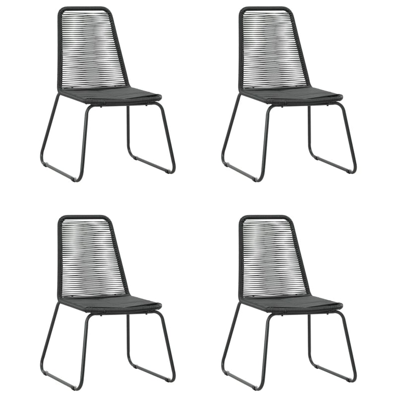 Set masa de gradina / terasa din sticla si otel, Sena Negru + 4 scaune de gradina din ratan PVC si otel, Rin Negru, L80xl80xH74 cm (7)