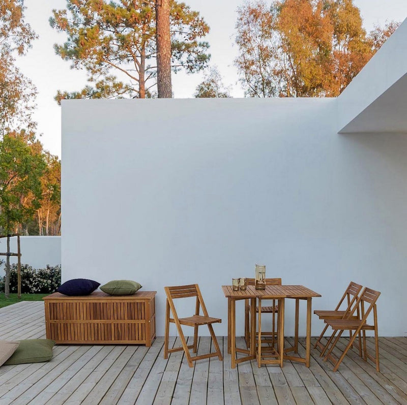 Set masa extensibila + 4 scaune pliabile pentru gradina / terasa, din lemn de salcam, Noemi Natural, L90xl33-60-90xH74 cm (2)