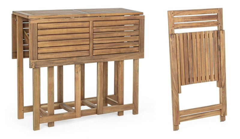 Set masa extensibila + 4 scaune pliabile pentru gradina / terasa, din lemn de salcam, Noemi Natural, L90xl33-60-90xH74 cm (9)