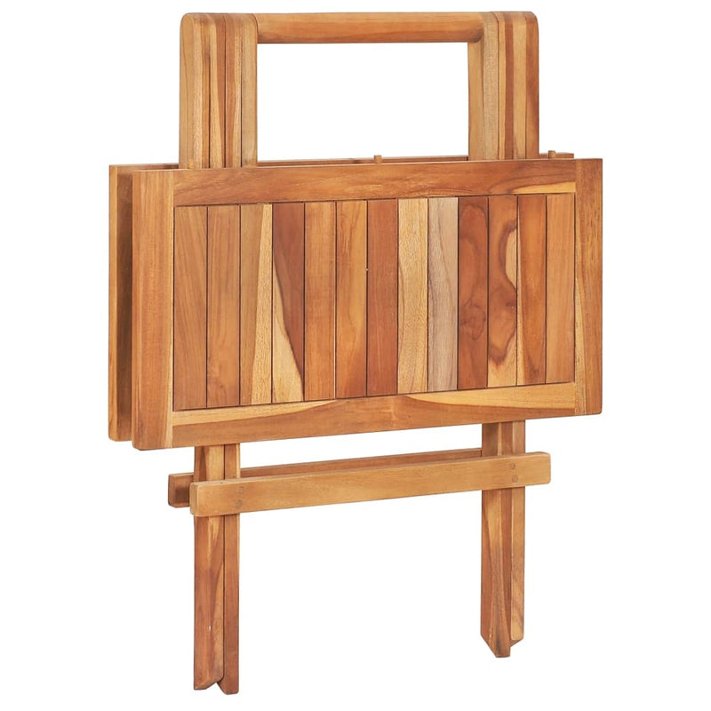 Set masa + 2 scaune pliabile pentru gradina / terasa, din lemn de tec, Arlo Natural / Albastru Deschis, L60xl60xH65 cm (5)