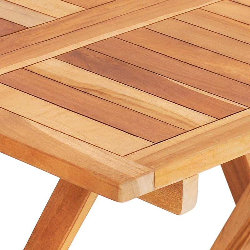 Set masa + 2 scaune pliabile pentru gradina / terasa, din lemn de tec, Arlo Natural / Albastru Deschis, L60xl60xH65 cm (6)
