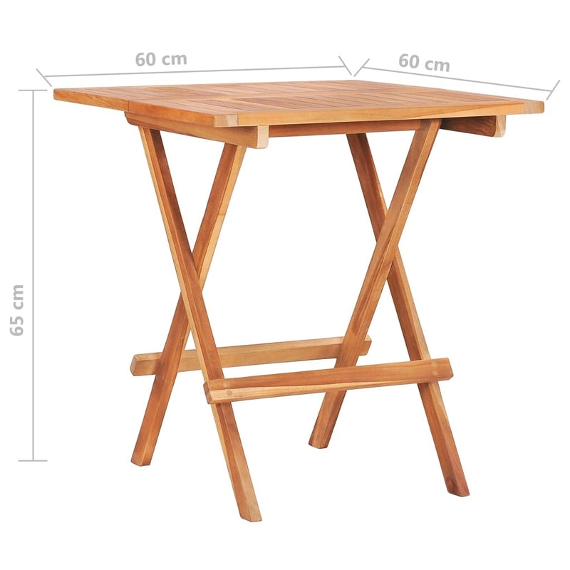 Set masa + 2 scaune pliabile pentru gradina / terasa, din lemn de tec, Arlo Natural / Albastru Deschis, L60xl60xH65 cm (12)