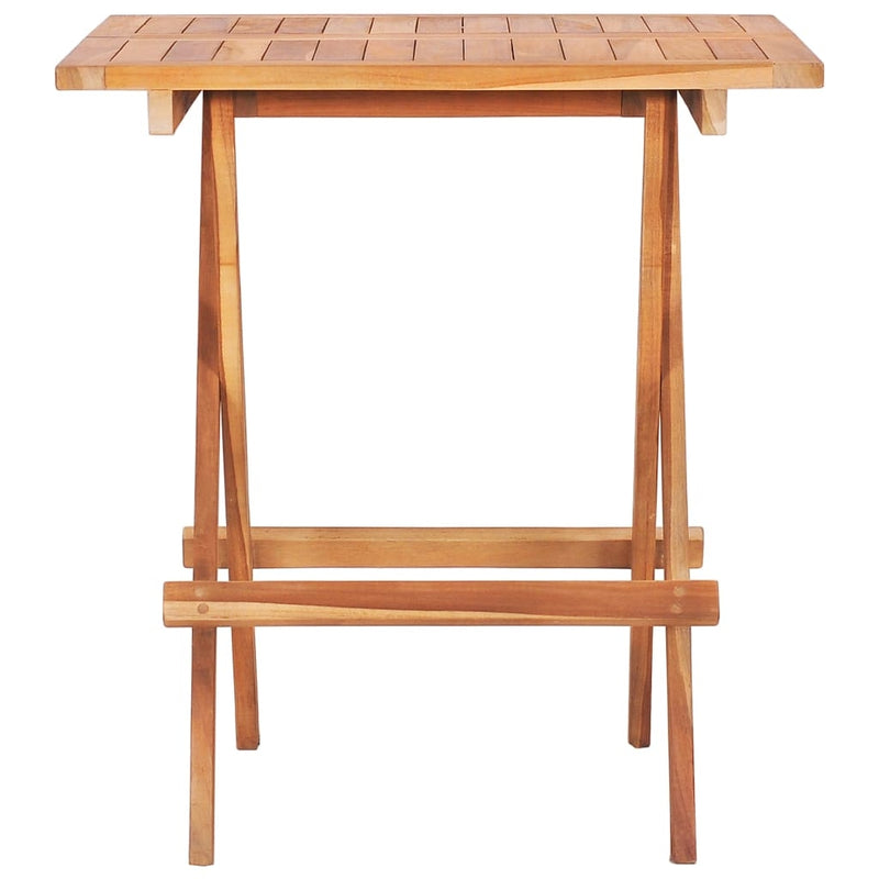 Set masa + 2 scaune pliabile pentru gradina / terasa, din lemn de tec, Arlo Natural / Bej, L60xl60xH65 cm (3)