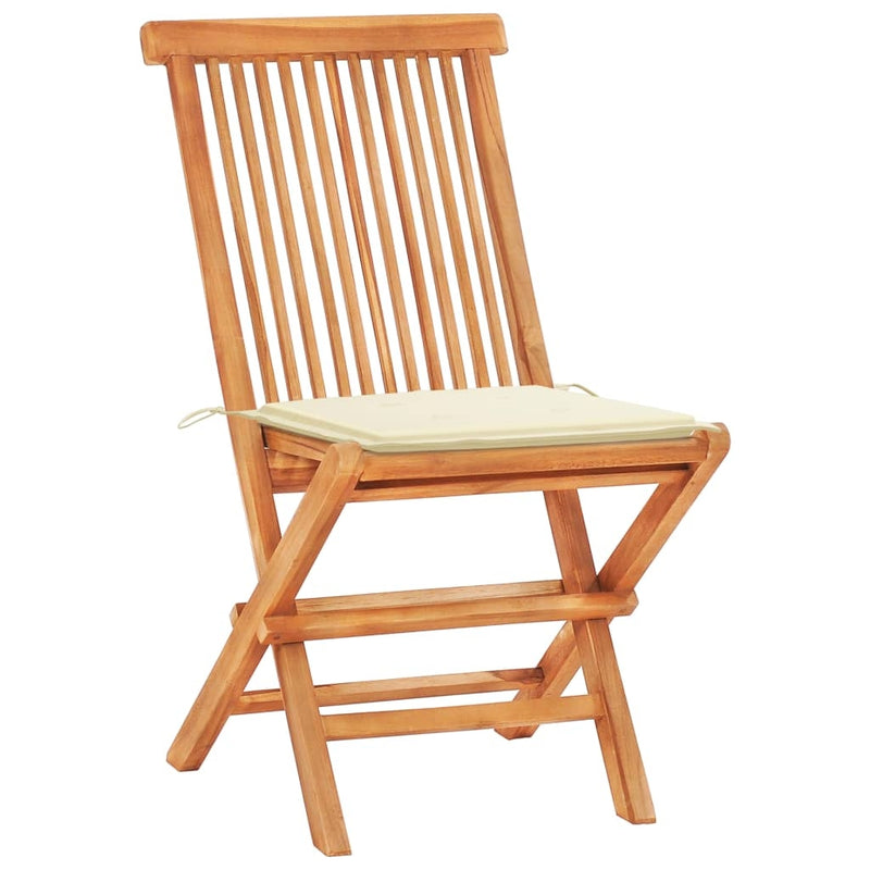 Set masa + 2 scaune pliabile pentru gradina / terasa, din lemn de tec, Arlo Natural / Crem, L60xl60xH65 cm (7)