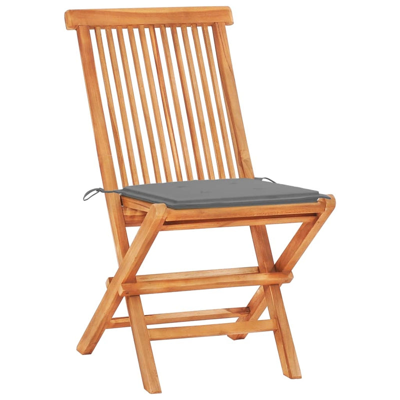 Set masa + 2 scaune pliabile pentru gradina / terasa, din lemn de tec, Arlo Natural / Gri, L60xl60xH65 cm (7)