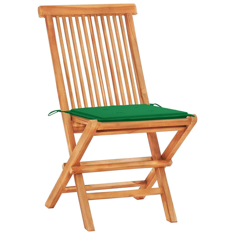 Set masa + 2 scaune pliabile pentru gradina / terasa, din lemn de tec, Arlo Natural / Verde, L60xl60xH65 cm (7)