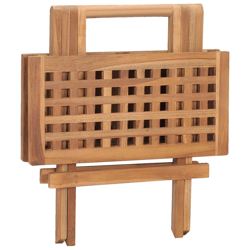 Set masa + 2 scaune pliabile pentru gradina / terasa, din lemn de tec, Gino Natural / Gri, L50xl50xH50 cm (3)