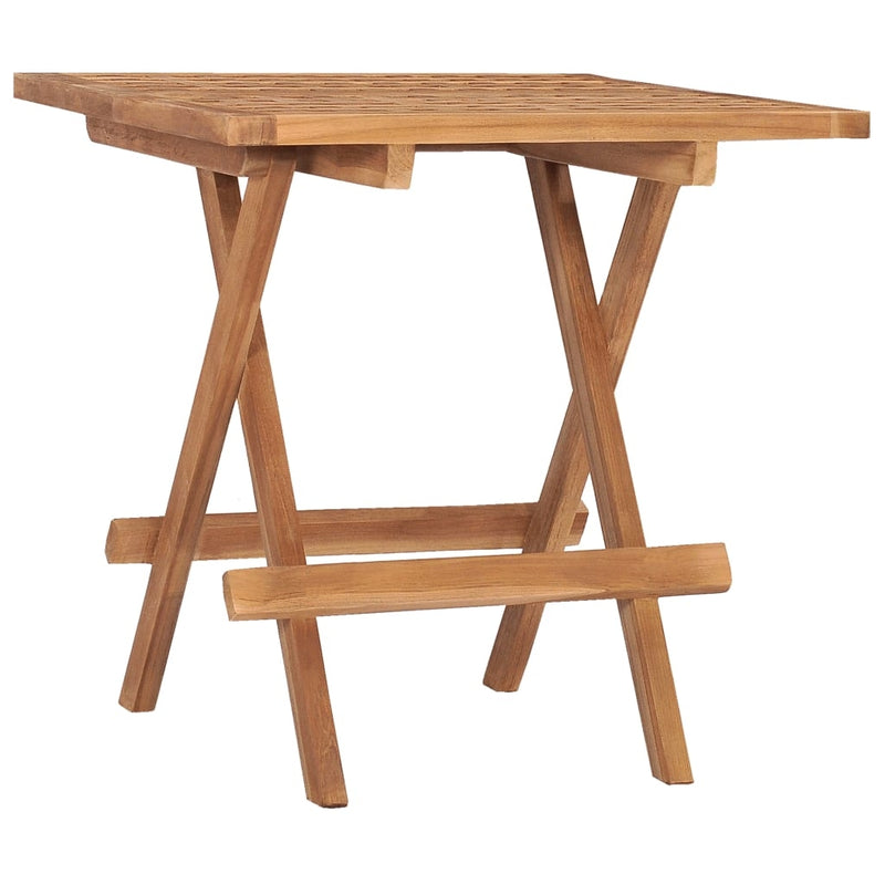 Set masa + 2 scaune pliabile pentru gradina / terasa, din lemn de tec, Gino Natural / Gri, L50xl50xH50 cm (2)