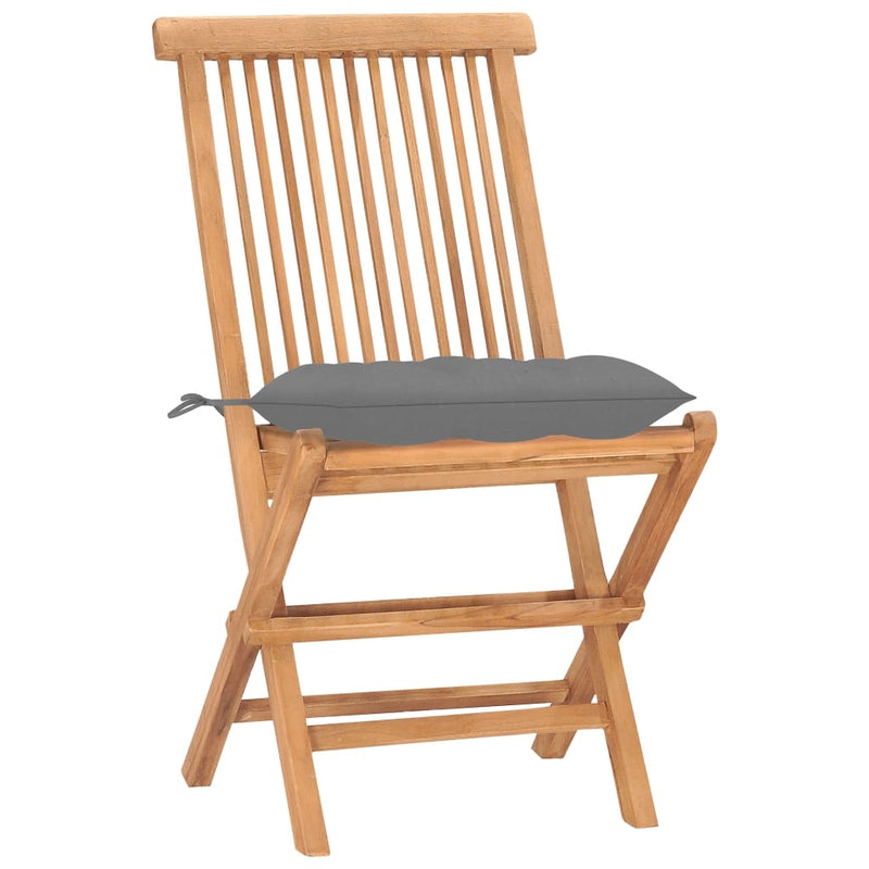 Set masa + 2 scaune pliabile pentru gradina / terasa, din lemn de tec, Gino Natural / Gri, L50xl50xH50 cm (6)