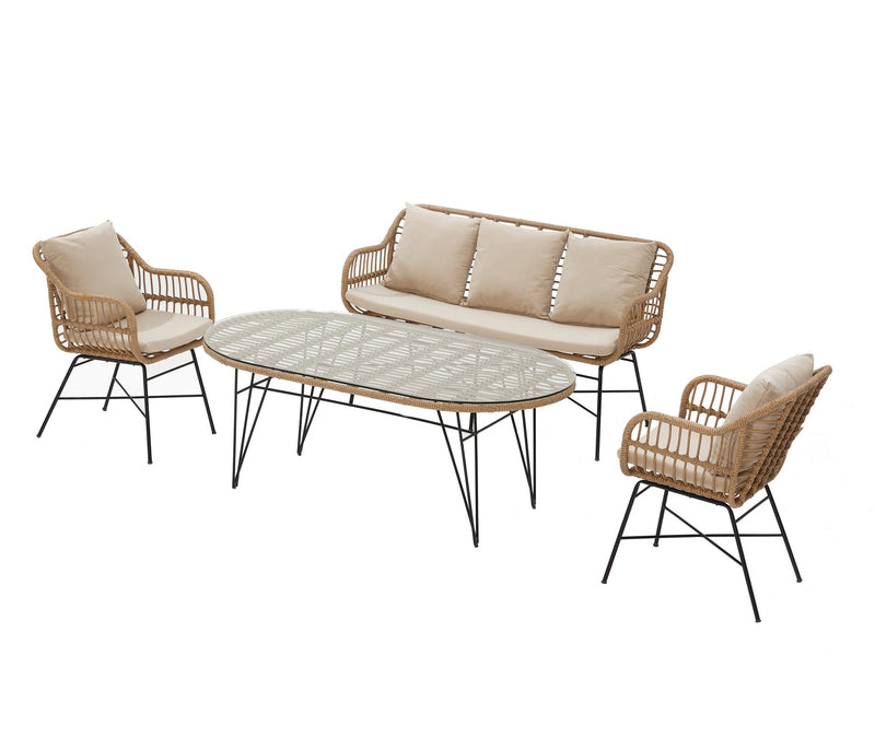 Set mobilier gradina / terasa Sepetto 311S Crem, 2 fotolii + canapea 3 locuri + masa de cafea (3)