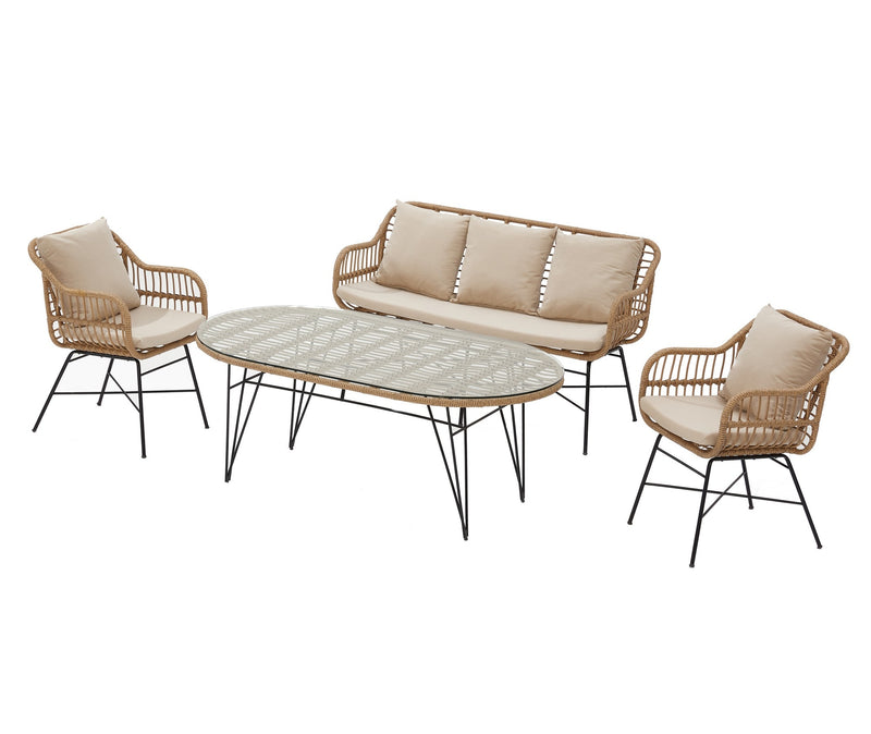 Set mobilier gradina / terasa Sepetto 311S Crem, 2 fotolii + canapea 3 locuri + masa de cafea (2)