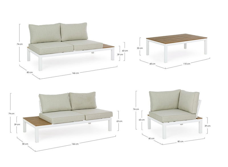 Set mobilier modular pentru gradina / terasa Elias Bej / Natural / Alb, coltar 5 locuri + masa de cafea (13)