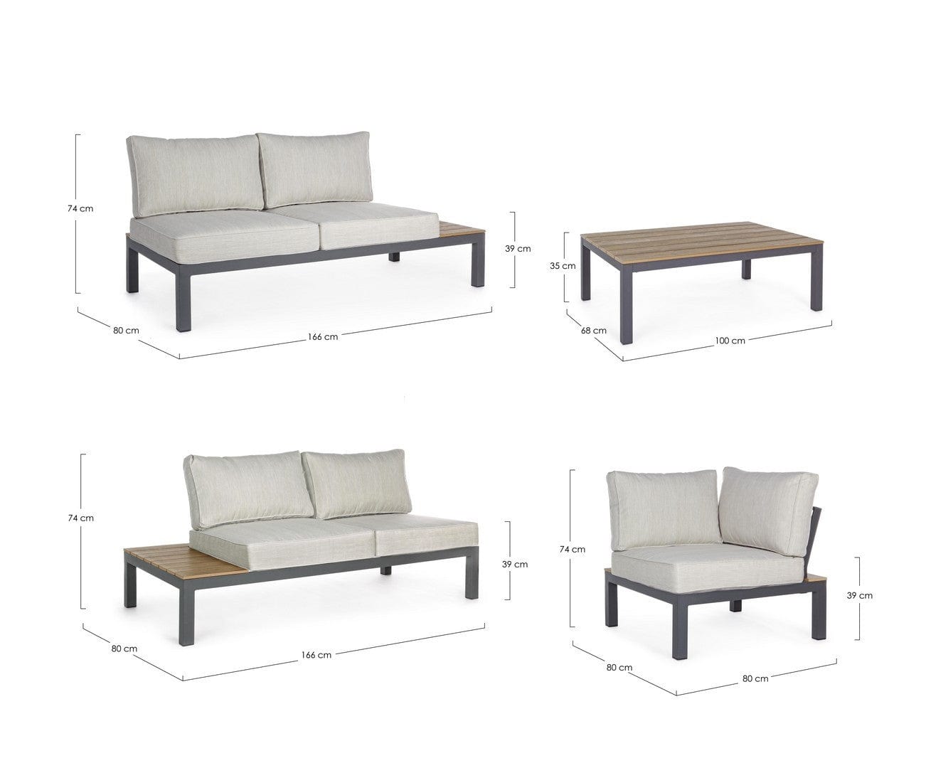 Set mobilier modular pentru gradina / terasa Elias Bej / Natural / Antracit, coltar 5 locuri + masa de cafea (9)