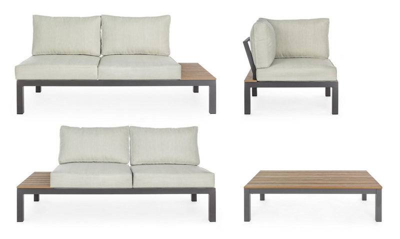 Set mobilier modular pentru gradina / terasa Elias Bej / Natural / Antracit, coltar 5 locuri + masa de cafea (5)