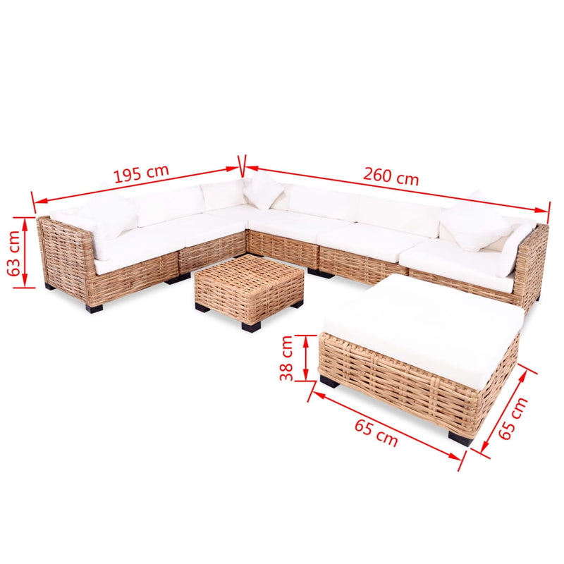 Set mobilier modular pentru gradina / terasa, Lucy Natural / Crem, coltar 6 locuri + taburet + masa de cafea (9)