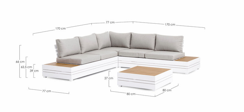 Set mobilier modular pentru gradina / terasa, Osten Gri / Natural / Alb, coltar 5 locuri + masa de cafea (10)