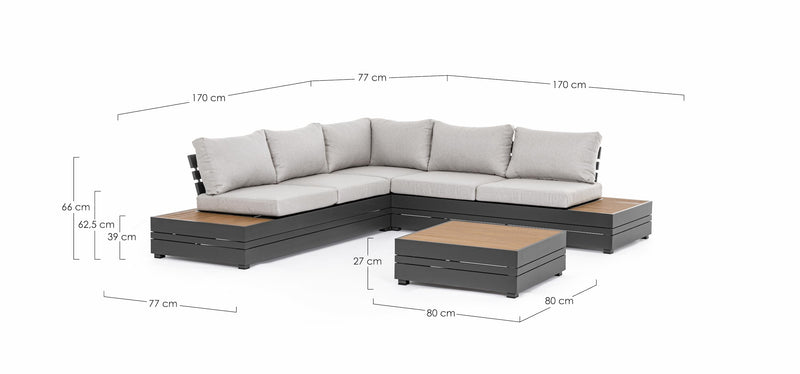 Set mobilier modular pentru gradina / terasa, Osten Gri / Natural / Antracit, coltar 5 locuri + masa de cafea (10)