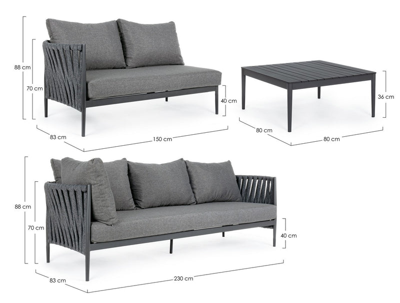 Set mobilier modular pentru gradina / terasa Rafael Antracit, coltar 5 locuri + masa de cafea (13)