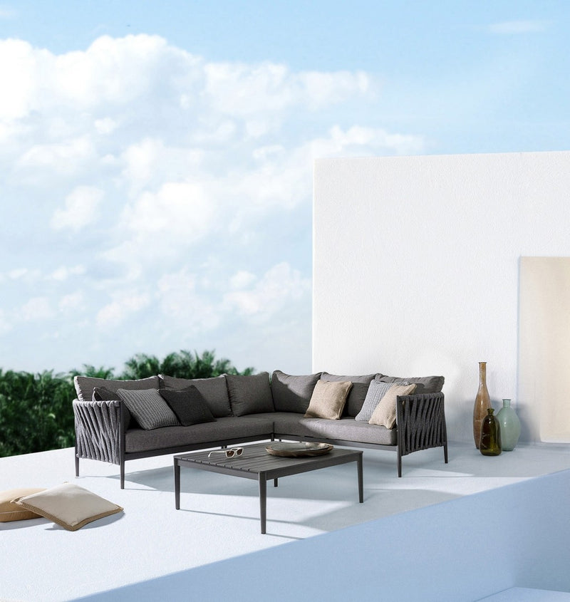 Set mobilier modular pentru gradina / terasa Rafael Antracit, coltar 5 locuri + masa de cafea (1)