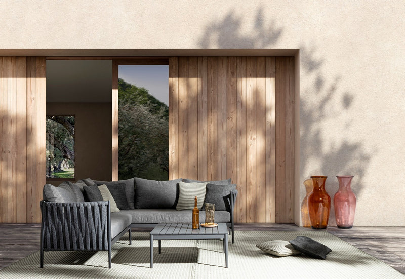 Set mobilier modular pentru gradina / terasa Rafael Antracit, coltar 5 locuri + masa de cafea (2)