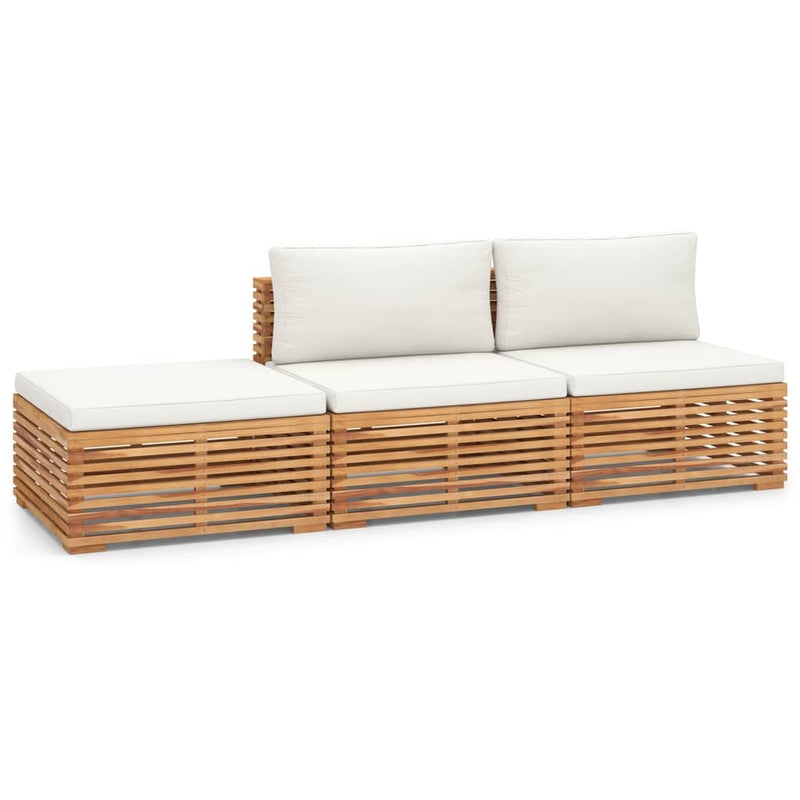 Set mobilier modular pentru gradina / terasa, Thomas Natural / Crem, canapea 2 locuri + taburet