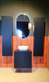 Set Mobilier pentru baie, din pal si MDF, 6 piese, 60 cm, Adel Apollo Negru Mat