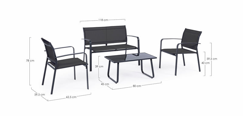Set mobilier pentru gradina / terasa, Arent Antracit, banca 2 locuri + 2 scaune + masa de cafea (5)