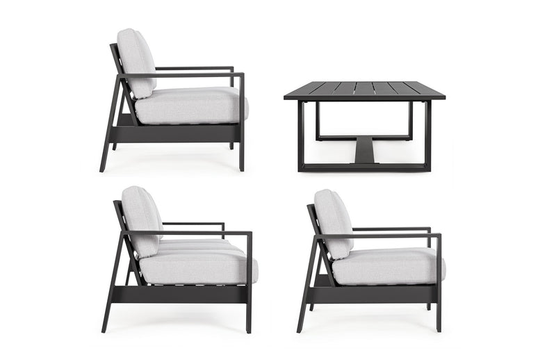 Set mobilier pentru gradina / terasa, Baltic Gri Deschis / Antracit, 2 fotolii + canapea 3 locuri + masa de cafea (5)