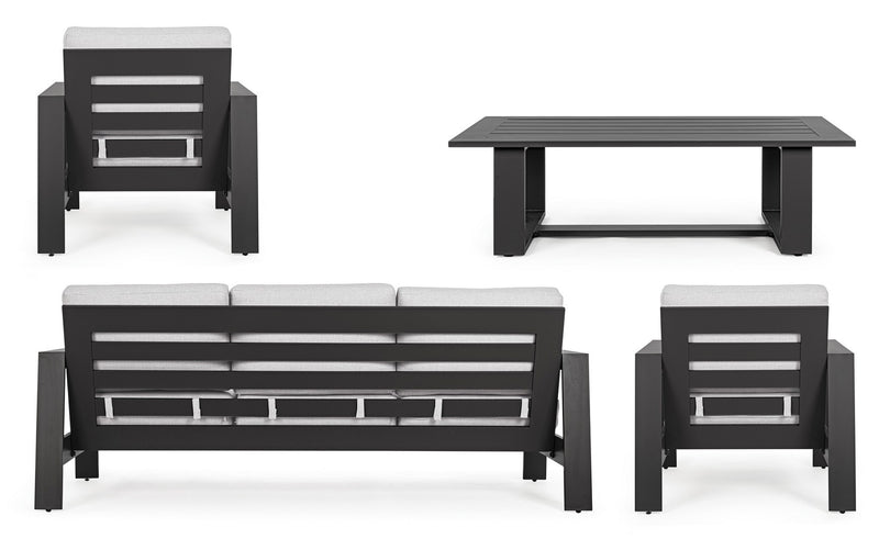 Set mobilier pentru gradina / terasa, Baltic Gri Deschis / Antracit, 2 fotolii + canapea 3 locuri + masa de cafea (3)