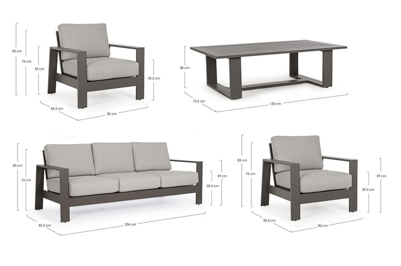 Set mobilier pentru gradina / terasa, Baltic Gri Deschis / Grej, 2 fotolii + canapea 3 locuri + masa de cafea (11)