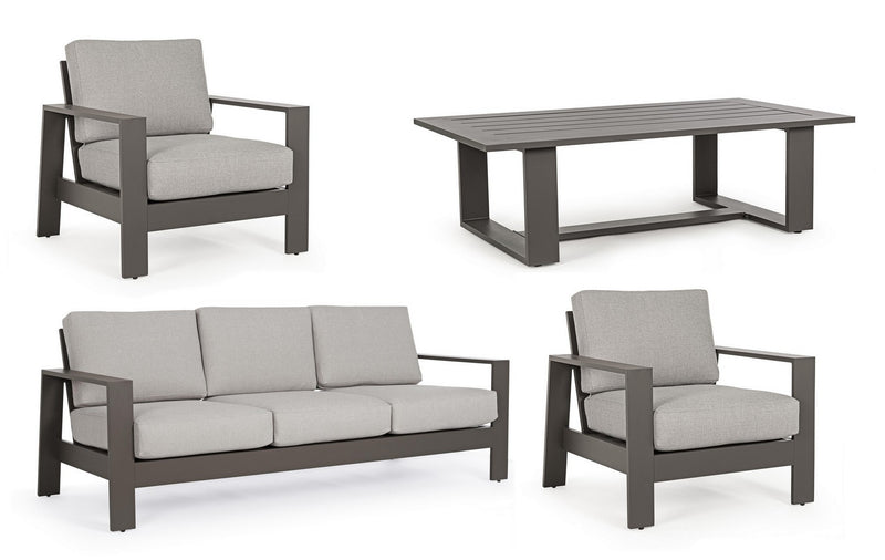 Set mobilier pentru gradina / terasa, Baltic Gri Deschis / Grej, 2 fotolii + canapea 3 locuri + masa de cafea (3)