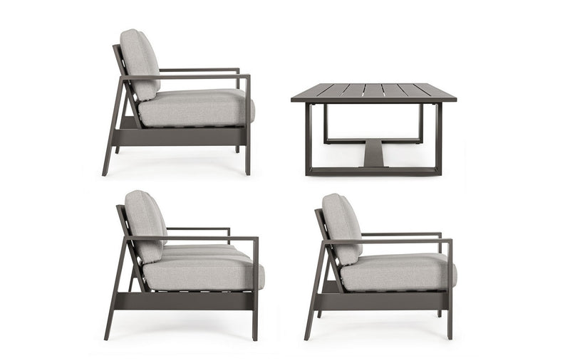 Set mobilier pentru gradina / terasa, Baltic Gri Deschis / Grej, 2 fotolii + canapea 3 locuri + masa de cafea (6)