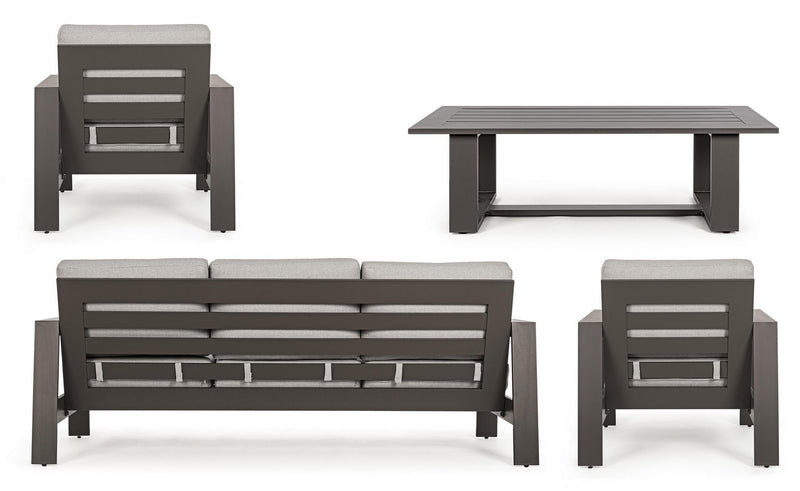 Set mobilier pentru gradina / terasa, Baltic Gri Deschis / Grej, 2 fotolii + canapea 3 locuri + masa de cafea (5)