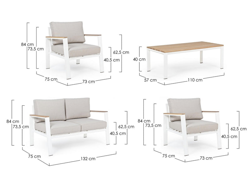Set mobilier pentru gradina / terasa, Belmar Natural / Alb, 2 fotolii + canapea 2 locuri + masa de cafea (11)