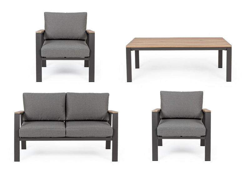 Set mobilier pentru gradina / terasa, Belmar Natural / Antracit, 2 fotolii + canapea 2 locuri + masa de cafea (2)