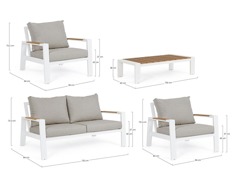 Set mobilier pentru gradina / terasa, Einar Natural / Alb, 2 fotolii + canapea 2 locuri + masa de cafea (10)