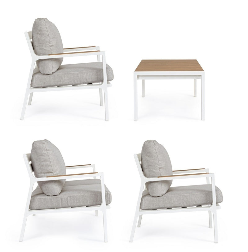 Set mobilier pentru gradina / terasa, Ernst Natural / Alb, 2 fotolii + canapea 2 locuri + masa de cafea (6)
