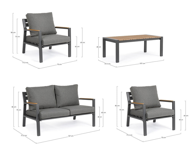 Set mobilier pentru gradina / terasa, Ernst Natural / Antracit, 2 fotolii + canapea 2 locuri + masa de cafea (10)
